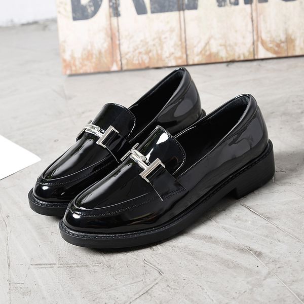 shoes woman 2019 female footwear round toe british style women's heels casual sneaker patent leather ballet flats new dress, Black
shoes woman 2019 female footwear round toe british style women's heels casual sneaker patent leather ballet flats new dress, Black