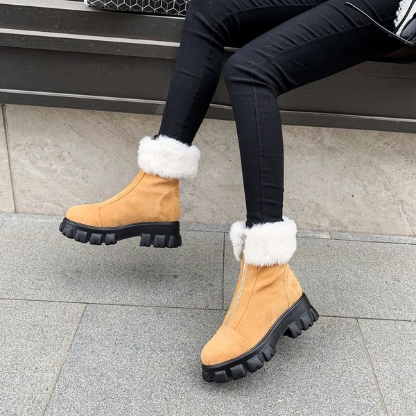 fashion front zipper faux fur design ankle snow boots black yellow suede chunky heels platform shoes woman bootie winter
fashion front zipper faux fur design ankle snow boots black yellow suede chunky heels platform shoes woman bootie winter