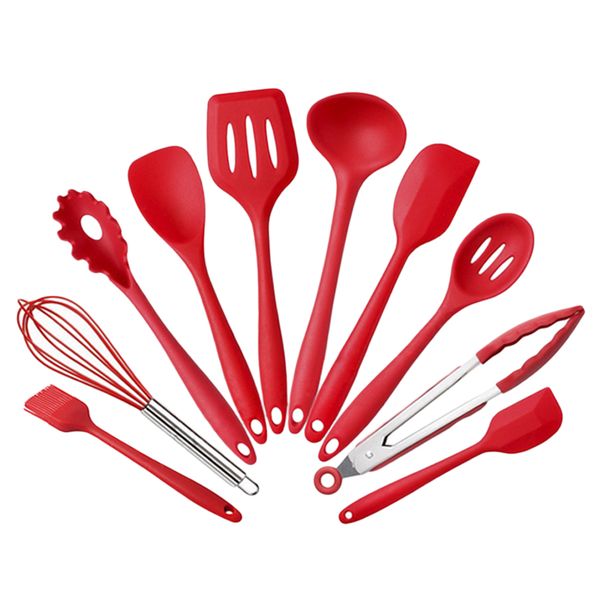 10pc heat resistant silicone cookware set nonstick cooking tools kitchen & baking tool kit utensils
10pc heat resistant silicone cookware set nonstick cooking tools kitchen & baking tool kit utensils