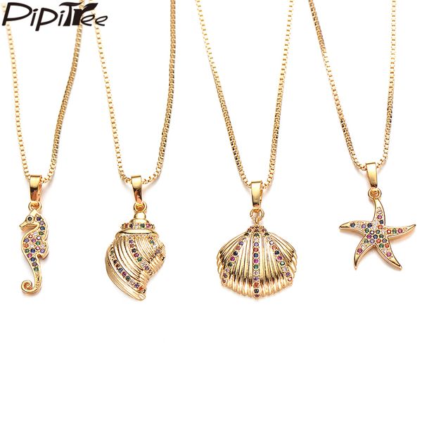 pipitree cz seahorse starfish conch shell pendant necklace cubic zirconia gold color bohemian beach necklaces women jewelry gift, Silver
pipitree cz seahorse starfish conch shell pendant necklace cubic zirconia gold color bohemian beach necklaces women jewelry gift, Silver