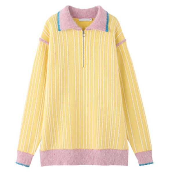 turn-down collar sweater women autumn stripe knitted sweater patchwork long-sleeved casual wild loose long pullover pull femme, White;black
turn-down collar sweater women autumn stripe knitted sweater patchwork long-sleeved casual wild loose long pullover pull femme, White;black