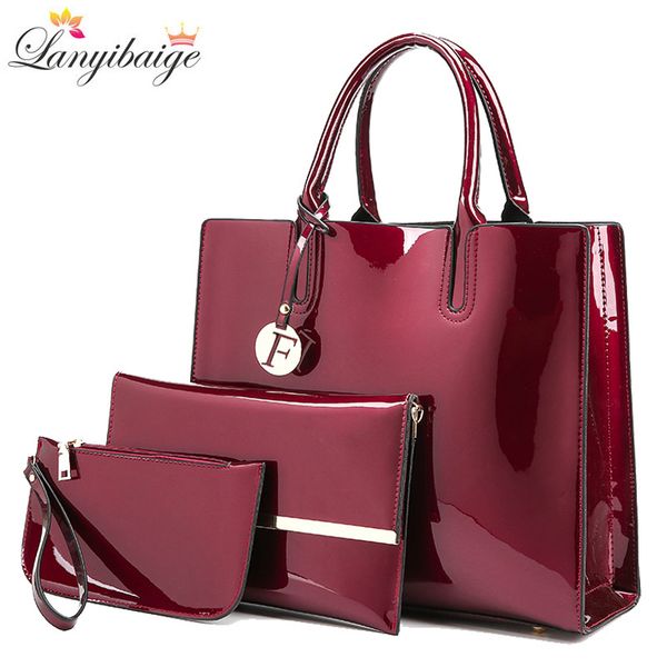 brand 3 sets women handbags patent leather female messenger bag luxury tote+ladies shoulder crossbody bag+clutch y200623 
brand 3 sets women handbags patent leather female messenger bag luxury tote+ladies shoulder crossbody bag+clutch y200623