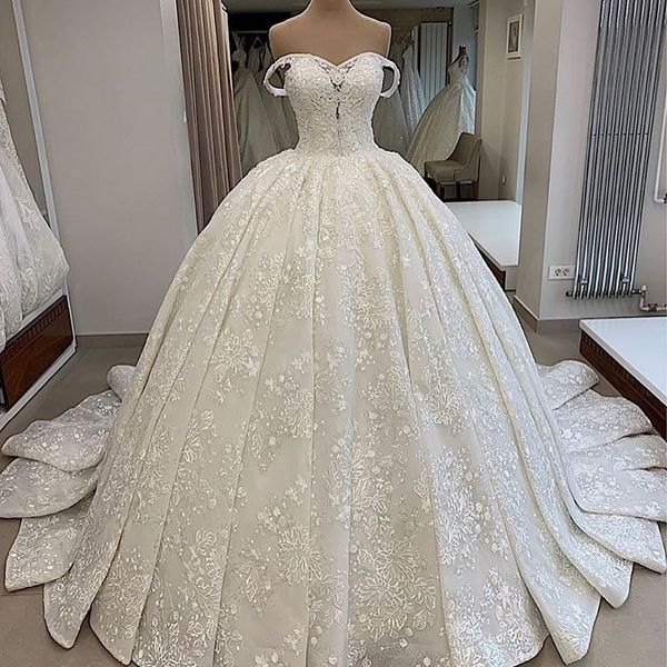 real image lace ball gown wedding dresses off the shoulder appliqued modest bridal gowns beaded custom made plus size robes de mariée, White
real image lace ball gown wedding dresses off the shoulder appliqued modest bridal gowns beaded custom made plus size robes de mariée, White