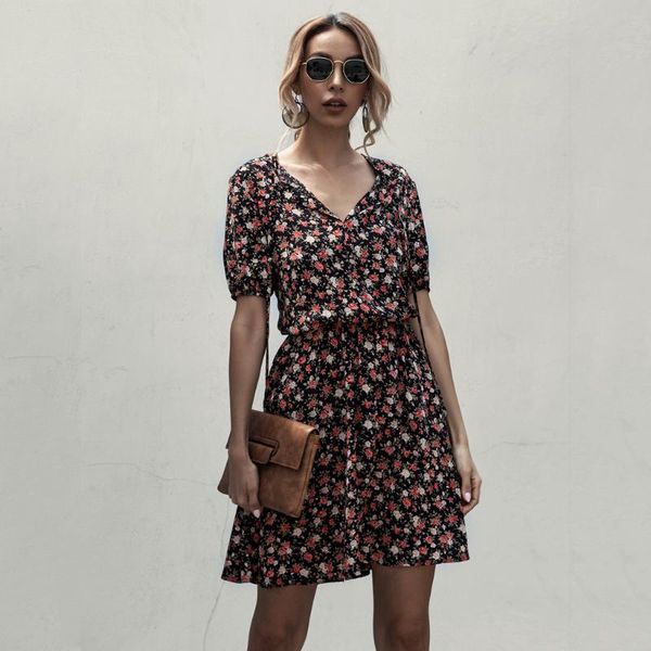 casual dresses women summer 2021 v-neck floral print boho beach dress short sleeve a-line mini wrap sundress robe#3, Black;gray
casual dresses women summer 2021 v-neck floral print boho beach dress short sleeve a-line mini wrap sundress robe#3, Black;gray