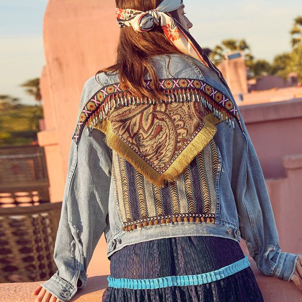boho jacket women cotton loose light blue denim jacket new back printed tassel stitching two wearing female jeans women, Black;brown
boho jacket women cotton loose light blue denim jacket new back printed tassel stitching two wearing female jeans women, Black;brown