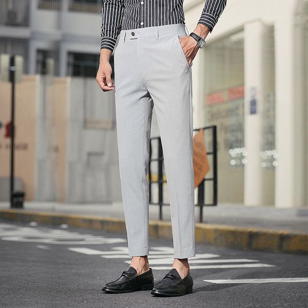 spring autumn england style men suit trousers dress business casual slim gentleman nine pants men pants wedding, White;black
spring autumn england style men suit trousers dress business casual slim gentleman nine pants men pants wedding, White;black