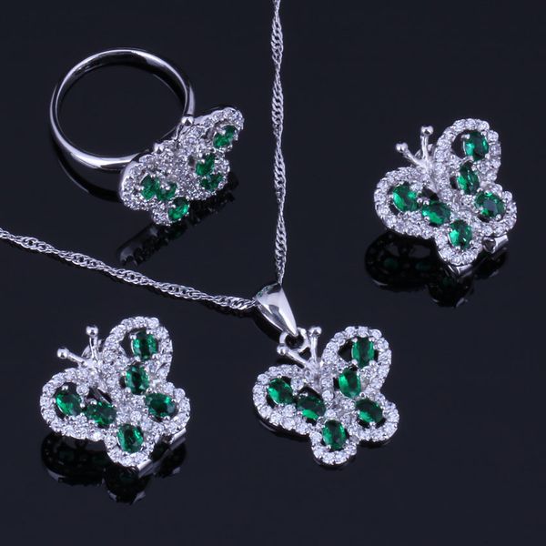 splendid butterfly green cubic zirconia white cz 925 sterling silver jewelry sets for women earrings pendant chain ring v0996
splendid butterfly green cubic zirconia white cz 925 sterling silver jewelry sets for women earrings pendant chain ring v0996