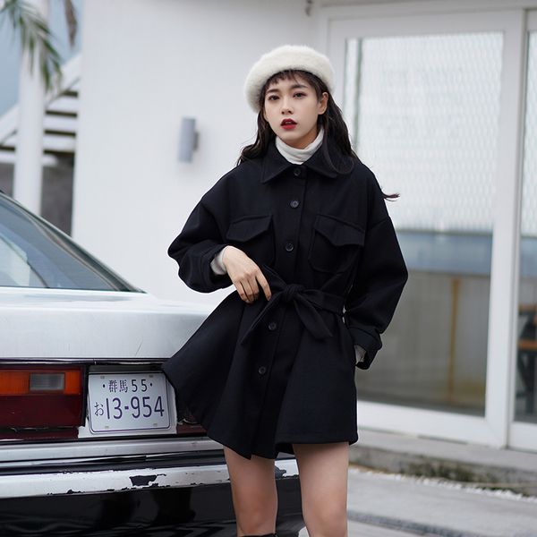 milinsus solid simple outerwear woolen coat female lace closing waist women coat temperament pocket jacket autumn winter 2019, Black
milinsus solid simple outerwear woolen coat female lace closing waist women coat temperament pocket jacket autumn winter 2019, Black