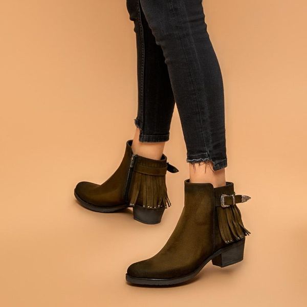 flo dahlia khaki women 's boots butigo, Black