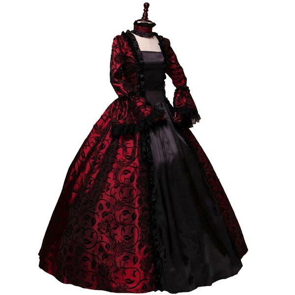 victorian gothic georgian period vintage dress halloween party cosplay costume masquerade ball gown reenactment clothing, Black;red
victorian gothic georgian period vintage dress halloween party cosplay costume masquerade ball gown reenactment clothing, Black;red