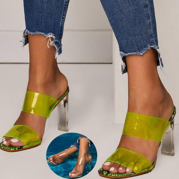 2020 new fashion womens transparent high block heels slippers sandals party open toe pvc shoes size35-42, Black
2020 new fashion womens transparent high block heels slippers sandals party open toe pvc shoes size35-42, Black