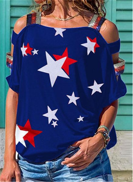 women pentagram printed strapless short sleeve shirts fashion trend plus size tshirts designer female drop suspender sleeve tees, White
women pentagram printed strapless short sleeve shirts fashion trend plus size tshirts designer female drop suspender sleeve tees, White