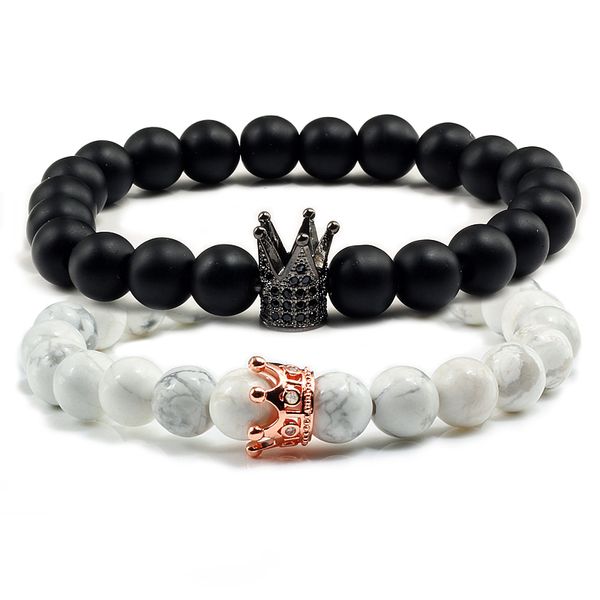 2 pcs/set white and balck couples bracelets for lover his king her queen crown hand chains tiger eye charms mens yinyang bangles, Black
2 pcs/set white and balck couples bracelets for lover his king her queen crown hand chains tiger eye charms mens yinyang bangles, Black