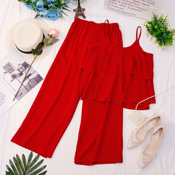 heliar 2020 summer spaghtti double layers tank and high-waisted trousers two pc outfits women summer suits and trousers, White
heliar 2020 summer spaghtti double layers tank and high-waisted trousers two pc outfits women summer suits and trousers, White