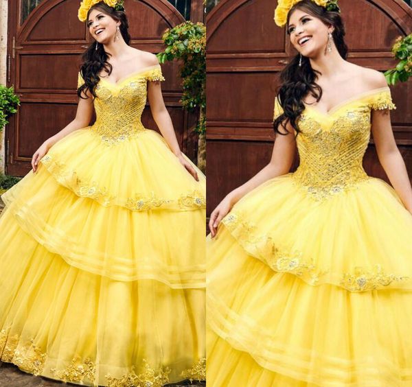 2020 yellow princess quinceanera dresses appliques beads off the shoulder ball gown sweet 16 tulle princess prom dress party gowns, Blue;red
2020 yellow princess quinceanera dresses appliques beads off the shoulder ball gown sweet 16 tulle princess prom dress party gowns, Blue;red