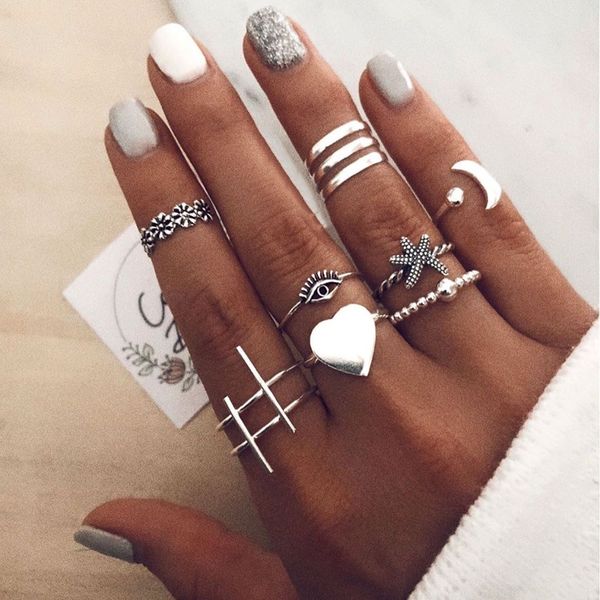 cluster rings tocona 10pcs/sets big heart wedding for women men bohemian moon starfish eyes geometric joint ring gift anillo 14560, Golden;silver
cluster rings tocona 10pcs/sets big heart wedding for women men bohemian moon starfish eyes geometric joint ring gift anillo 14560, Golden;silver