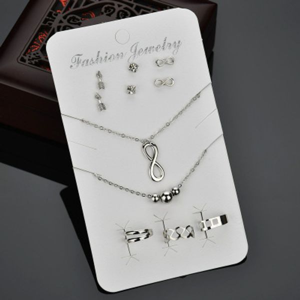 8 pair/set 2019 new letter 8 arrow rhinestone charm pendant necklace ring and earrings for women punk jewelry sets n1206, Silver
8 pair/set 2019 new letter 8 arrow rhinestone charm pendant necklace ring and earrings for women punk jewelry sets n1206, Silver