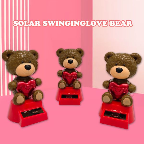 

solar shaking head doll solar swinging love bear car decoration cartoon car moving head doll interior kids toys gift