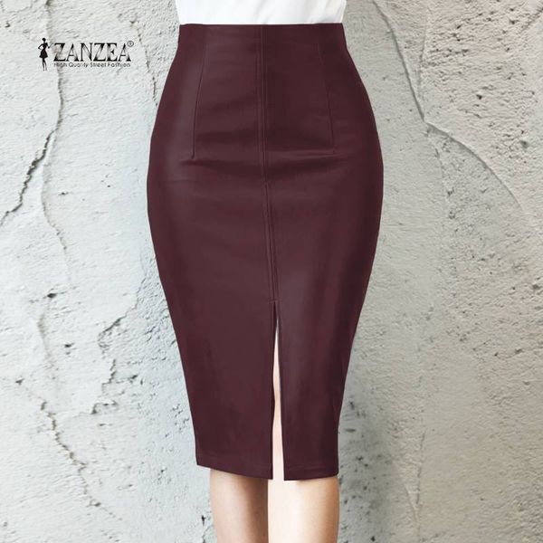 s 3xl zanzea women zipper split skirts spring fashion pu leather pencil skirts solid package hip vestidao female faldas saia, Black
s 3xl zanzea women zipper split skirts spring fashion pu leather pencil skirts solid package hip vestidao female faldas saia, Black