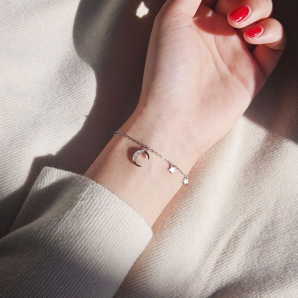 silver art moon stars bracelet with zircon friendshipchain bracelets star moon charm bracelets for fashion women, White
silver art moon stars bracelet with zircon friendshipchain bracelets star moon charm bracelets for fashion women, White