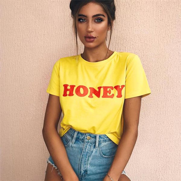 t shirt women womens designer new fashion lesaglie new fashion yellow t shirt lyrics "honey" young girls sleeved t shirts, White
t shirt women womens designer new fashion lesaglie new fashion yellow t shirt lyrics "honey" young girls sleeved t shirts, White