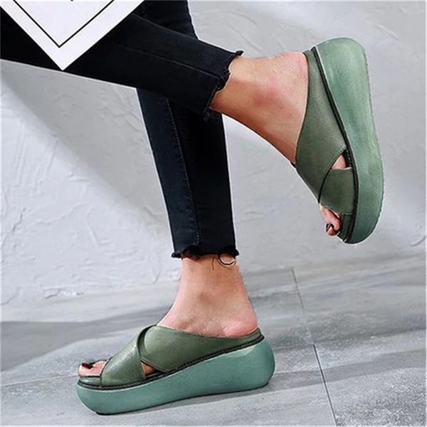 summer women slippers pu leather platform wedges heel peep toe slidesretro casual beach female ladies shoes zapatos de mujer, Black
summer women slippers pu leather platform wedges heel peep toe slidesretro casual beach female ladies shoes zapatos de mujer, Black