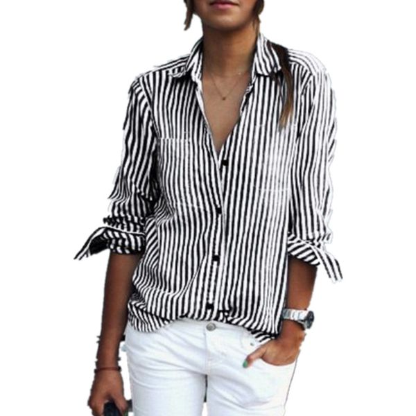 women shirts casual loose vertical striped long-sleeved shirt women's 3 color 8 yards office lady turn-down collar cardigan, White
women shirts casual loose vertical striped long-sleeved shirt women's 3 color 8 yards office lady turn-down collar cardigan, White