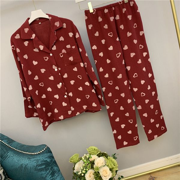 lisacmvpnel autumn new pure cotton women pajama set long sleeve love pattern wash cotton yarn sleepwear, Black;red
lisacmvpnel autumn new pure cotton women pajama set long sleeve love pattern wash cotton yarn sleepwear, Black;red