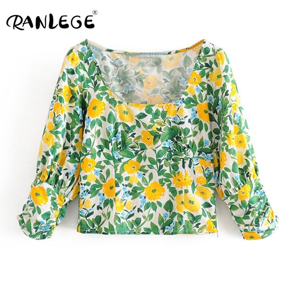 2020 vintage floral print blouse shirt women puff sleeve cotton elegant blouses female square collar casual cropped shirts, White
2020 vintage floral print blouse shirt women puff sleeve cotton elegant blouses female square collar casual cropped shirts, White