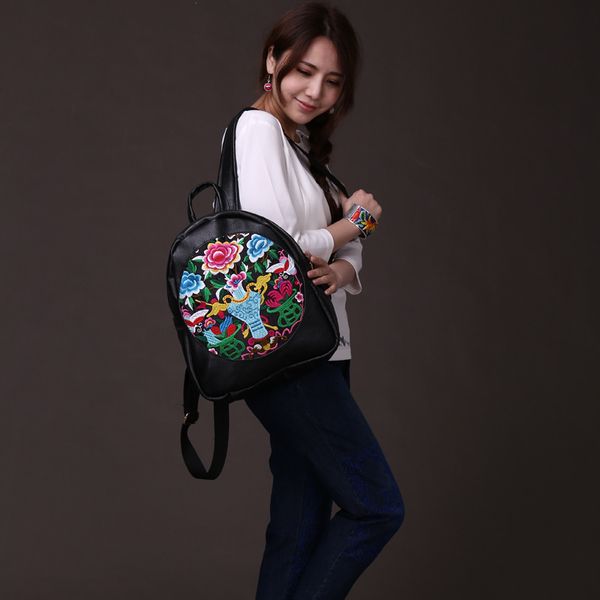 2019 new national style women's bag leather embroidered backpack travel student backpack women's bag
2019 new national style women's bag leather embroidered backpack travel student backpack women's bag