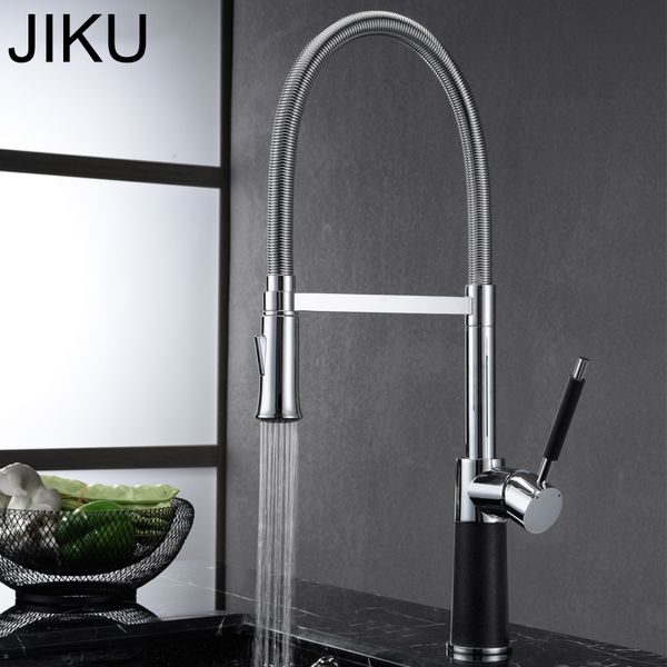

spring style kitchen faucet brushed nickel faucet pull out torneira all around rotate swivel 2-function water outlet mixer tap
