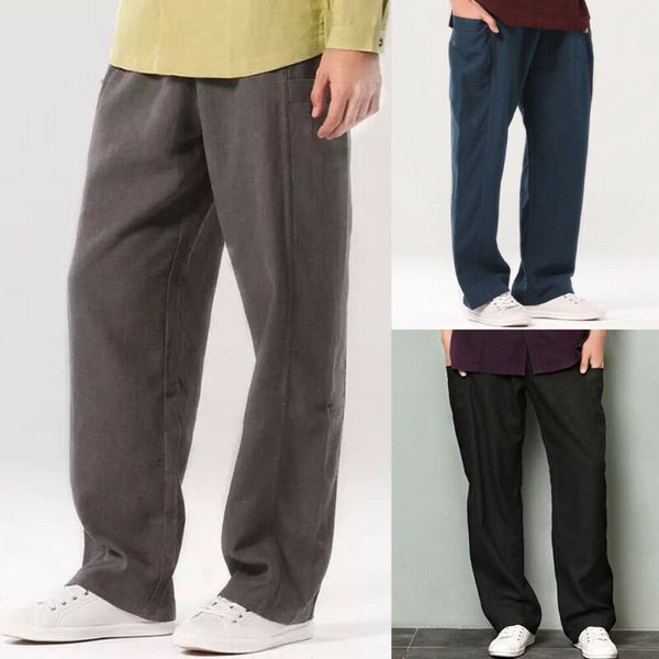 fashion men summer linen cotton casual baggy long trousers solid fitness loose sweatpants straight trousers, Black
fashion men summer linen cotton casual baggy long trousers solid fitness loose sweatpants straight trousers, Black