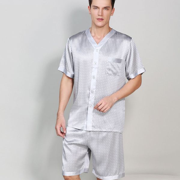 cearpion 2019 summer men short sleeve pajamas suit elegant male v-neck 2pcs shirt+shorts sleepwear casual silk home clothes, Black;brown
cearpion 2019 summer men short sleeve pajamas suit elegant male v-neck 2pcs shirt+shorts sleepwear casual silk home clothes, Black;brown