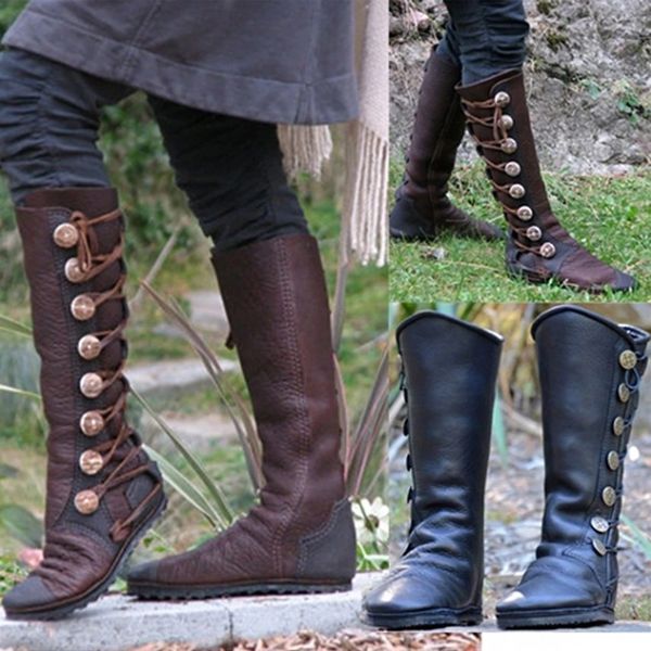 new fashion autumn winter mid-calf women boots flats heels lace-up leather pu leather boots knee high, Black
new fashion autumn winter mid-calf women boots flats heels lace-up leather pu leather boots knee high, Black