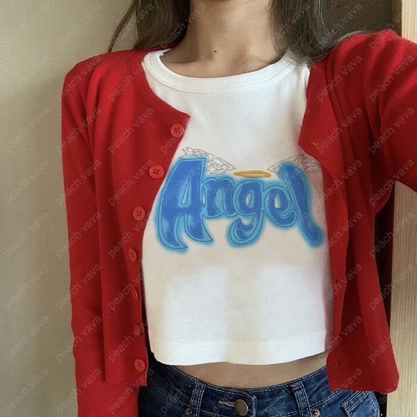 angel letter print o neck short sleeve t-shirt harajuku summer women casual slim chic female streetwear ultrashort tee, White
angel letter print o neck short sleeve t-shirt harajuku summer women casual slim chic female streetwear ultrashort tee, White