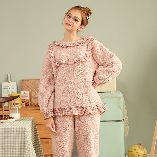 women lolita deep pink flannel pajama sets.plaid lace +long pants.vintage ruffle pyjamas set.warm sleep home wear loungewear, Black;red
women lolita deep pink flannel pajama sets.plaid lace +long pants.vintage ruffle pyjamas set.warm sleep home wear loungewear, Black;red