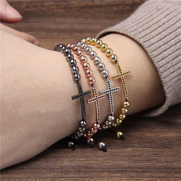 beaded, strands fashion micro pave cz cross bracelet handmade copper beads braided adjustable religion jewelry for women men gifts, Black
beaded, strands fashion micro pave cz cross bracelet handmade copper beads braided adjustable religion jewelry for women men gifts, Black