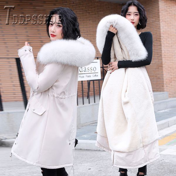 2019 new thick lining with fluff women parkas 5 colors can choose long style female overcoat, Black
2019 new thick lining with fluff women parkas 5 colors can choose long style female overcoat, Black
