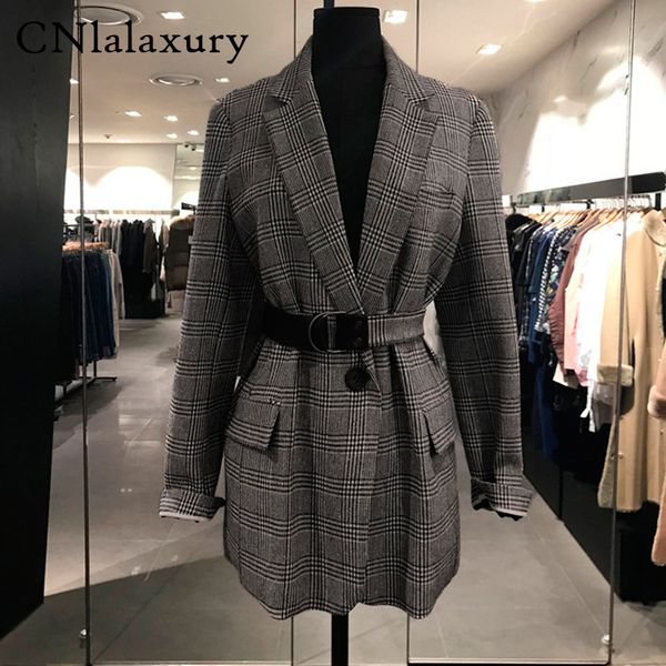 autumn new korean women's retro plaid small suit jacket women tie blazer feminino casual sashes single breasted blazers coats, White;black
autumn new korean women's retro plaid small suit jacket women tie blazer feminino casual sashes single breasted blazers coats, White;black