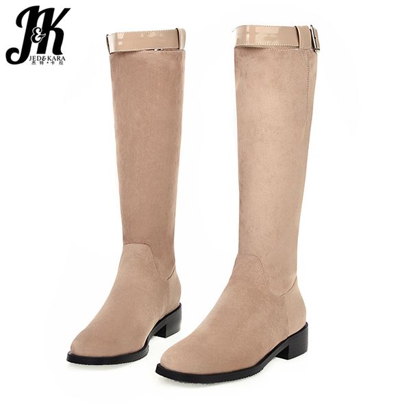 jk motorcycle knee high boots women thick heels boot ladies flock shoes square toe shoes female winter 2020 big size 46, Black 
jk motorcycle knee high boots women thick heels boot ladies flock shoes square toe shoes female winter 2020 big size 46, Black