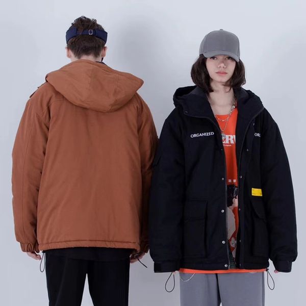 men's cotton-padded clothes hooded super large thick cotton pad letters printed thick coat students hip hop wind large size loose coat, Black
men's cotton-padded clothes hooded super large thick cotton pad letters printed thick coat students hip hop wind large size loose coat, Black