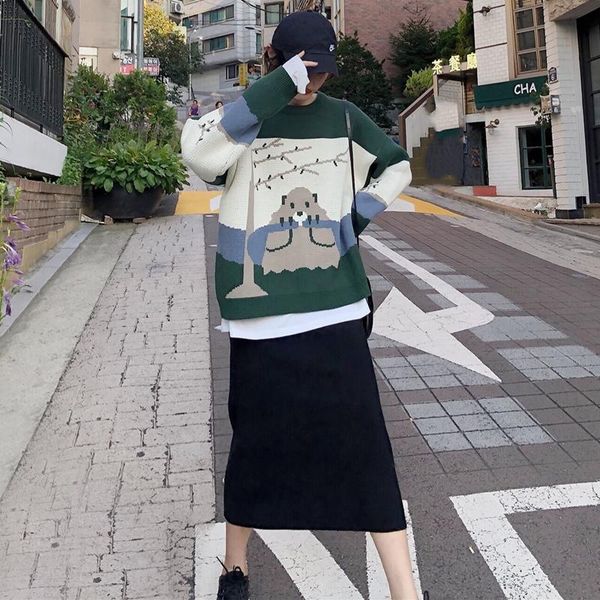 plus size mori girl cartoon kintted sweater women korean style kawaii pull femme pullover autumn clothes womens winter sweaters, White;black
plus size mori girl cartoon kintted sweater women korean style kawaii pull femme pullover autumn clothes womens winter sweaters, White;black