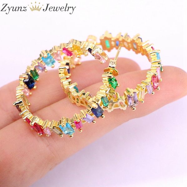 5 pairs, 32mm, new colorful rainbow crystal cz hoop earrings for women fashion gold color big circle earring jewelry, Golden;silver
5 pairs, 32mm, new colorful rainbow crystal cz hoop earrings for women fashion gold color big circle earring jewelry, Golden;silver
