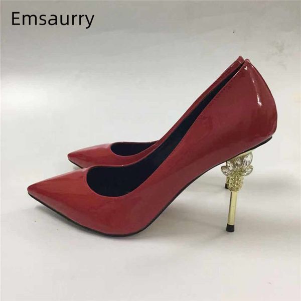 spring summer pumps women metal strange heel dress shoes pointy toes shiny patent leather crystal high heel shoes woman, Black
spring summer pumps women metal strange heel dress shoes pointy toes shiny patent leather crystal high heel shoes woman, Black