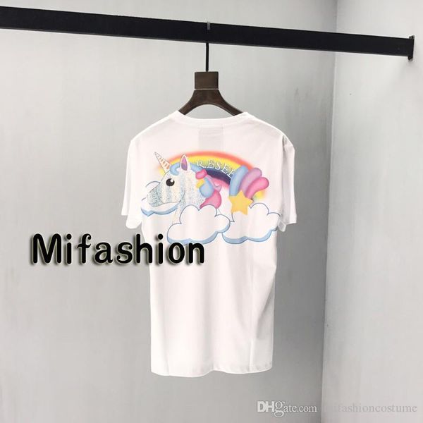 spring summer 19ss luxury europe italy unicorn diamond rainbow tshirt fashion men women cotton t shirt casual tee, White;black
spring summer 19ss luxury europe italy unicorn diamond rainbow tshirt fashion men women cotton t shirt casual tee, White;black