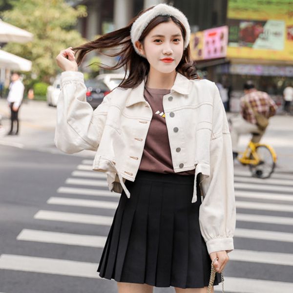 crop jacket women long sleeve denim bomber jackets cause loose single breasted jean jackets female red yellow white coats jacket, Black;brown
crop jacket women long sleeve denim bomber jackets cause loose single breasted jean jackets female red yellow white coats jacket, Black;brown