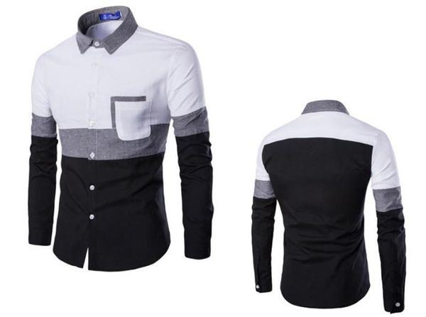 neck long sleeve mens casual shirts spring skinny teenager fashion shirts patchwork color designer mens shirts lapel, White;black
neck long sleeve mens casual shirts spring skinny teenager fashion shirts patchwork color designer mens shirts lapel, White;black