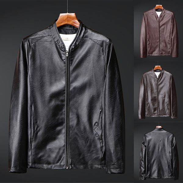 men's autumn winter new mmotorcycle leather jacket slim fit retro solid collar jacket pure long sleeved coat dropshipping 20, Black;brown
men's autumn winter new mmotorcycle leather jacket slim fit retro solid collar jacket pure long sleeved coat dropshipping 20, Black;brown