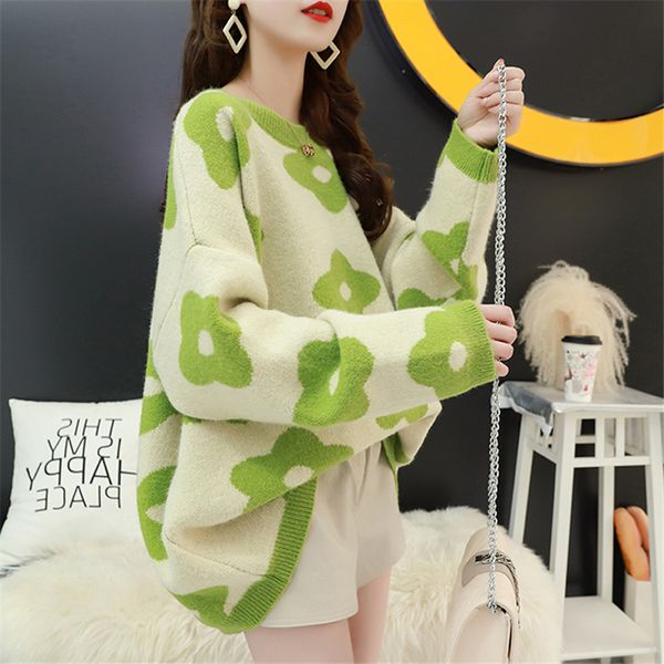 large-sized round-collar pullover knitted women's dress new style sunflower lazy wind sweater blouse for autumn 2019, White;black
large-sized round-collar pullover knitted women's dress new style sunflower lazy wind sweater blouse for autumn 2019, White;black