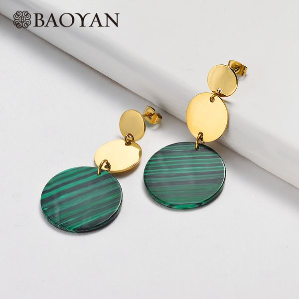 baoyan drop earrings green stone malachite pendant earrings gold silver round geometry heart stainless steel jewelry for women
baoyan drop earrings green stone malachite pendant earrings gold silver round geometry heart stainless steel jewelry for women